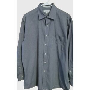 Hathaway Shirt Mens‎ 16.5 33 Black Pinpoint Oxford Long Sleeve Wrinkle Free